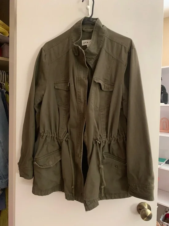 Ava & Viv Olive Green Drawstring Waist Cargo Jacket - Picture 1 of 2